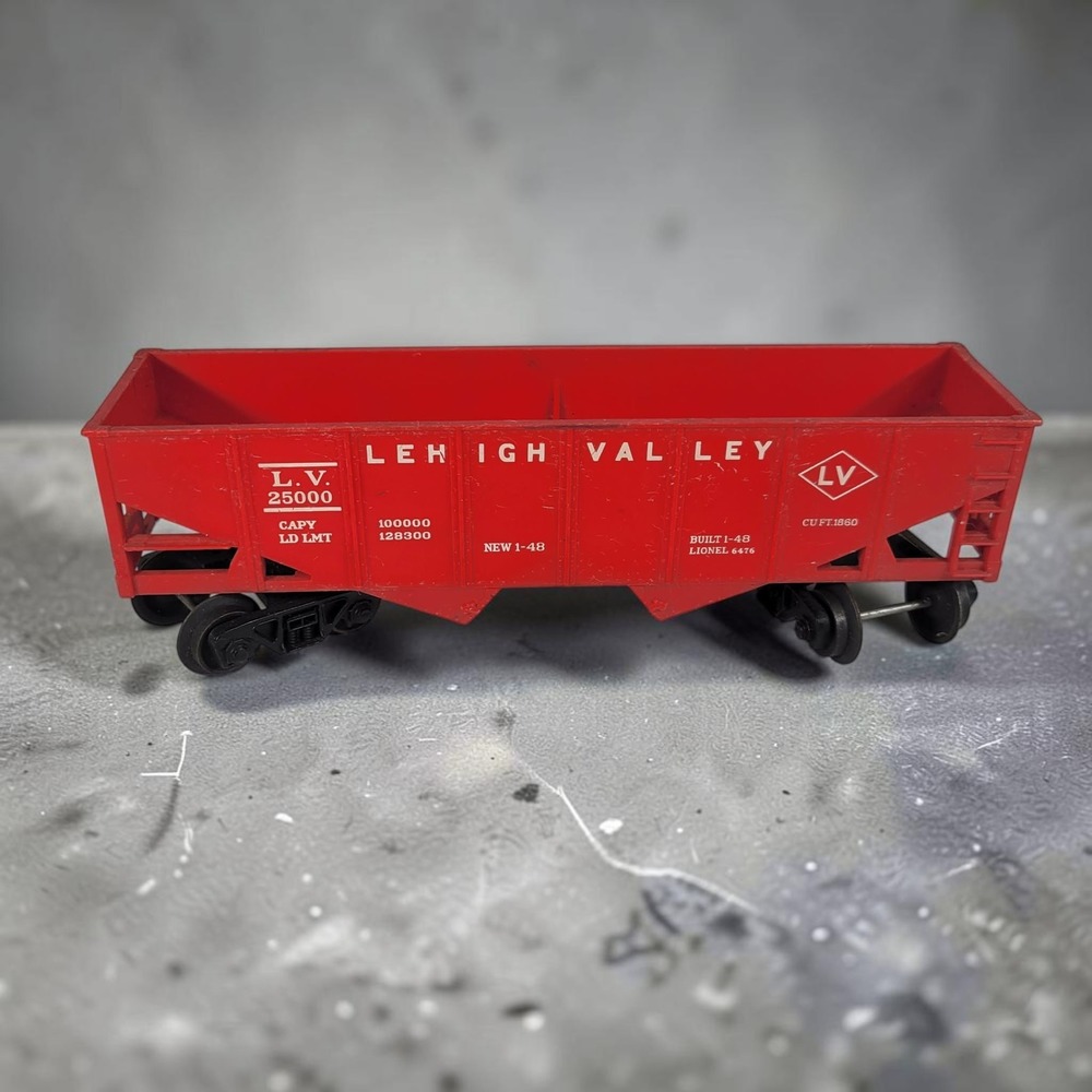 Lionel 6476 Lehigh Valley 25000 Hopper Car O Gauge Red TESTED Good Vintage USA
